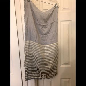 Bloomingdales Gray & Gold Stripe Colorblock Scarf